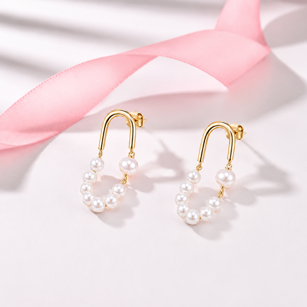Elegant Gold-Finish Pearl Earrings