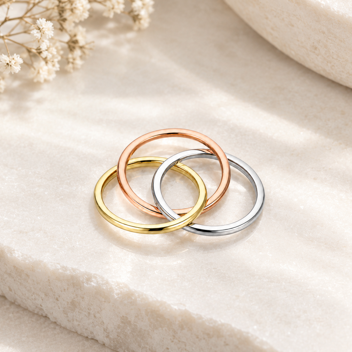 Tricolor Ring Set