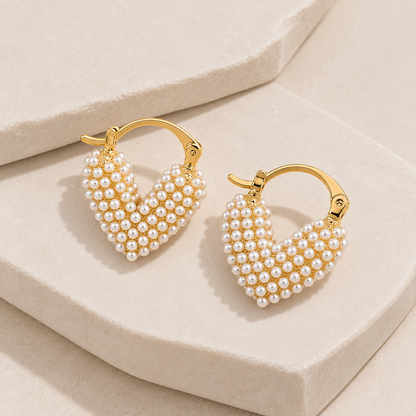 Pearl Heart Earrings