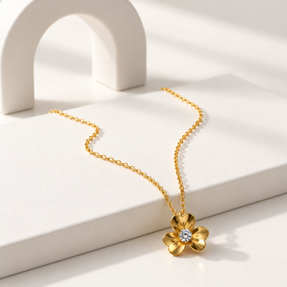 Golden Floral Heart Necklace