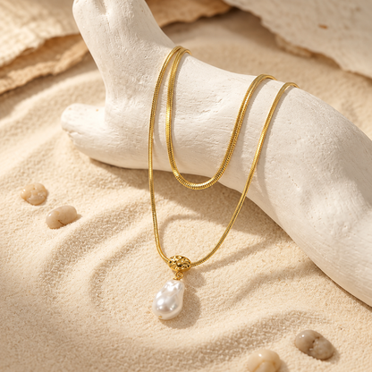 Pearl Drop Layered Necklace