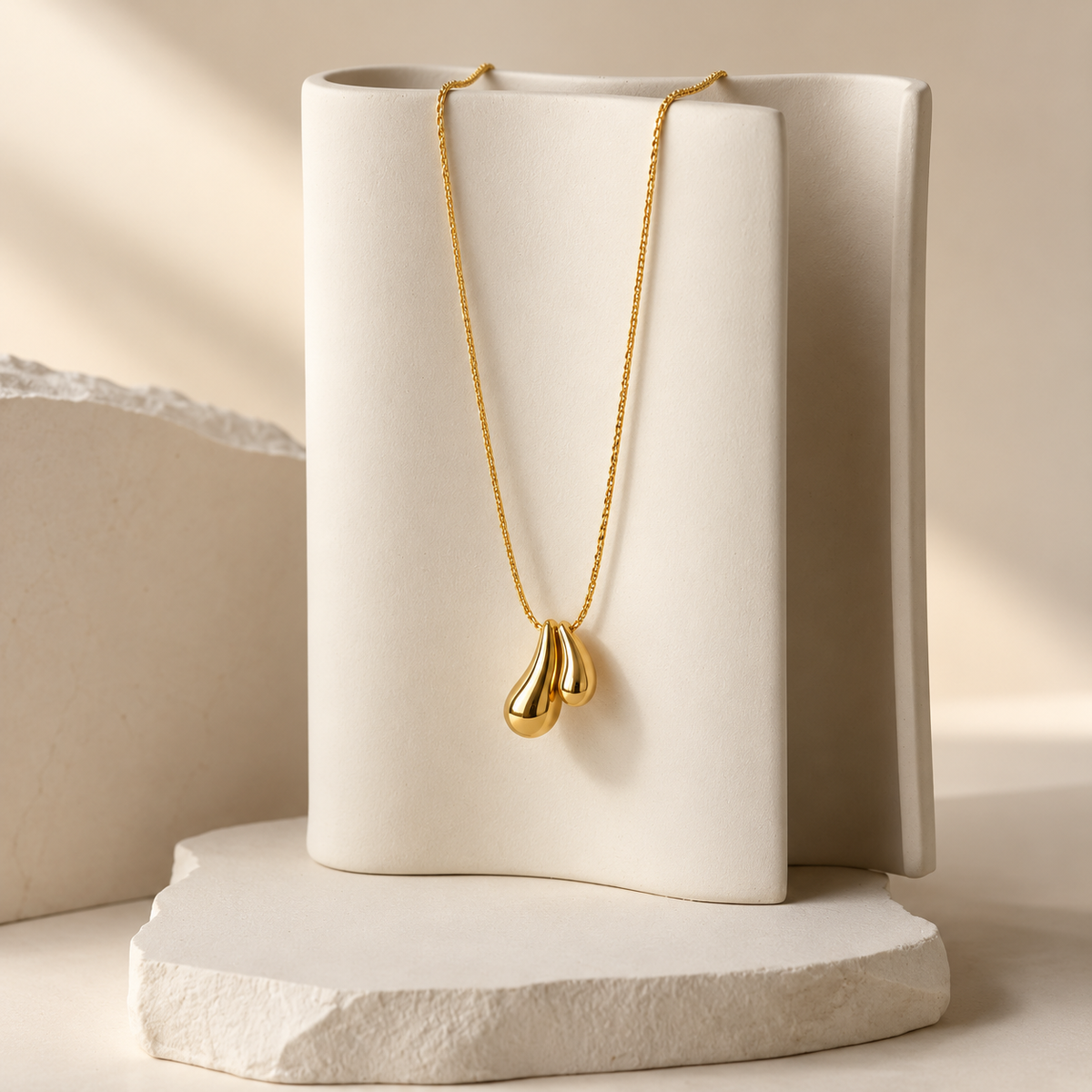 Golden Twin Drop Necklace