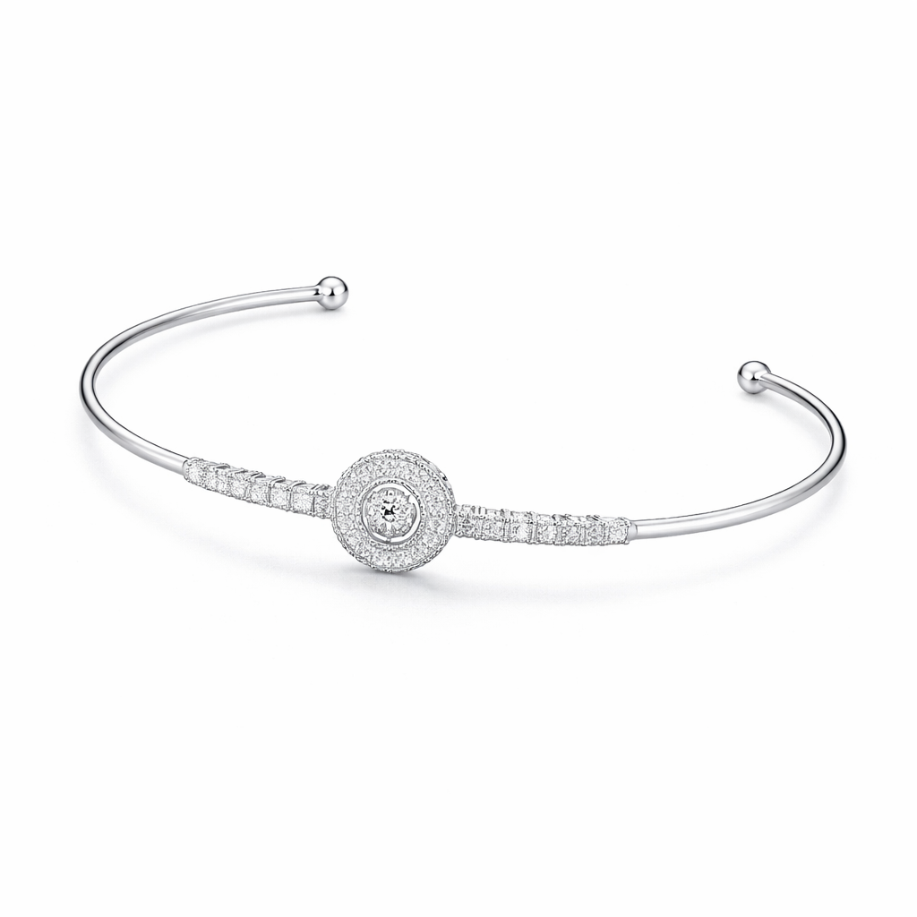 Radiant Circle Open Cuff Bracelet