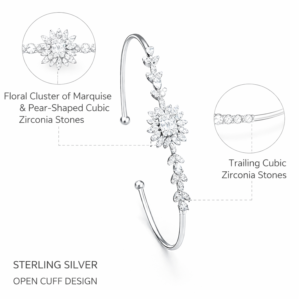Radiant Bloom Open Cuff Bracelet