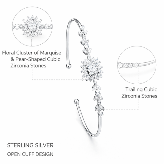 Radiant Bloom Open Cuff Bracelet