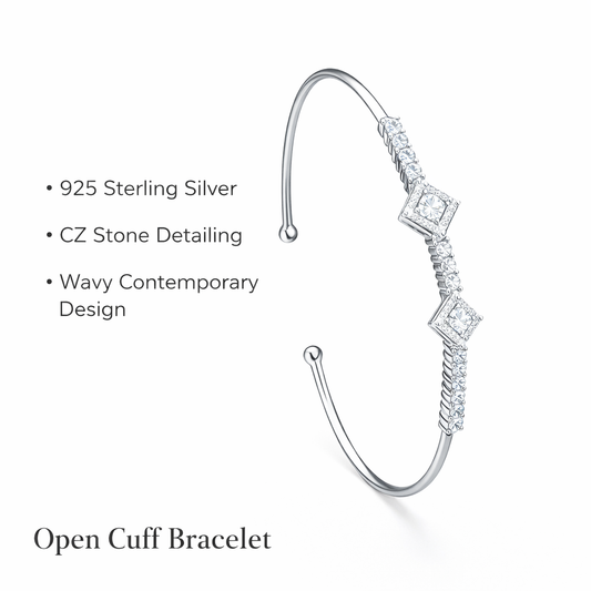 925 sterling silver cuff bracelet for women