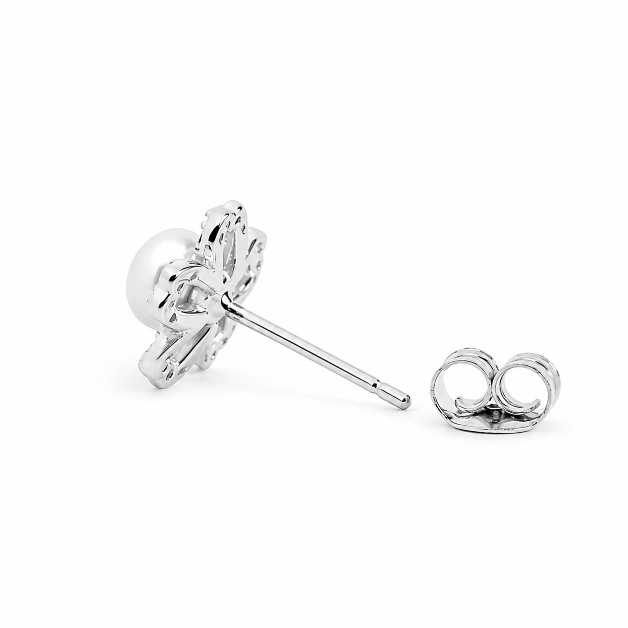 Silver Flora Pearl Glow Studs