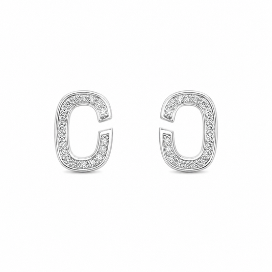 Silver Seren Oval Spark Studs