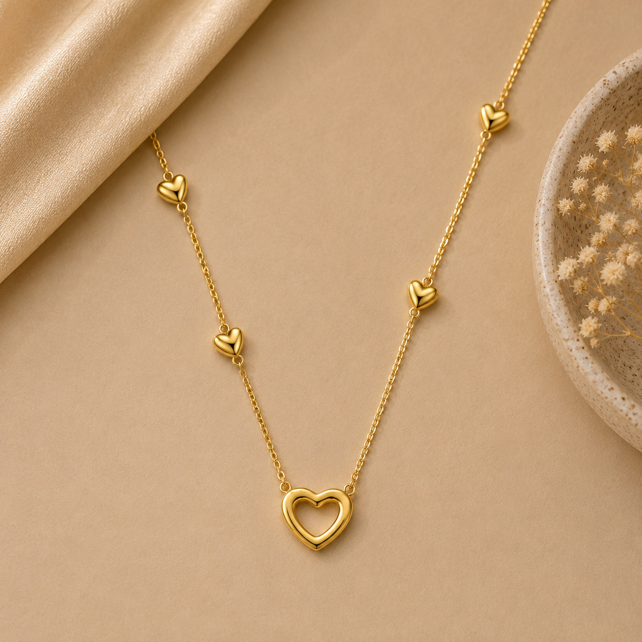 Demi Fine Heart Station Chain Necklace