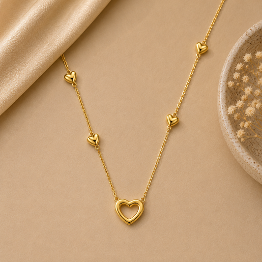 Demi Fine Heart Station Chain Necklace
