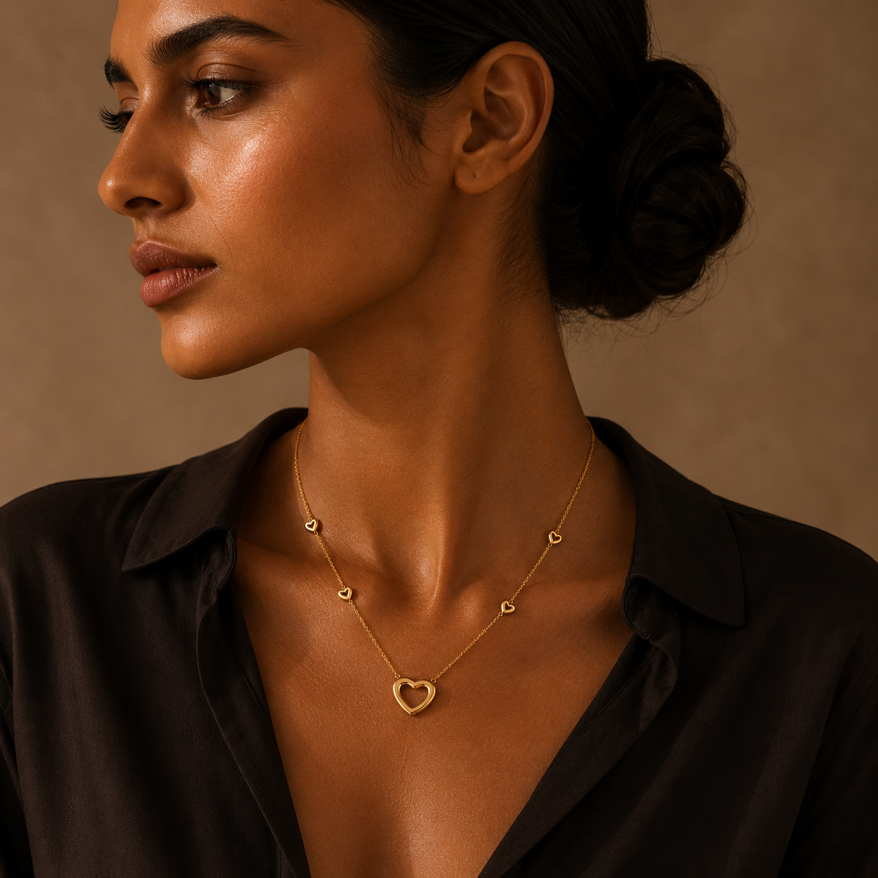 Demi Fine Heart Station Chain Necklace