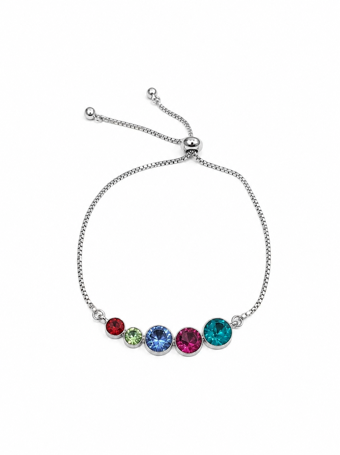 Silver Adjustable Rainbow Bracelet