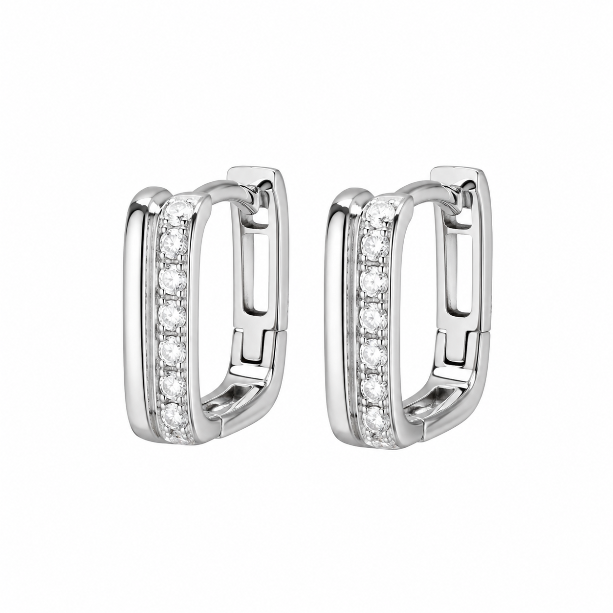 Silver Sparkling Hoop Earrings