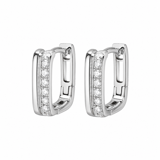 Silver Sparkling Hoop Earrings