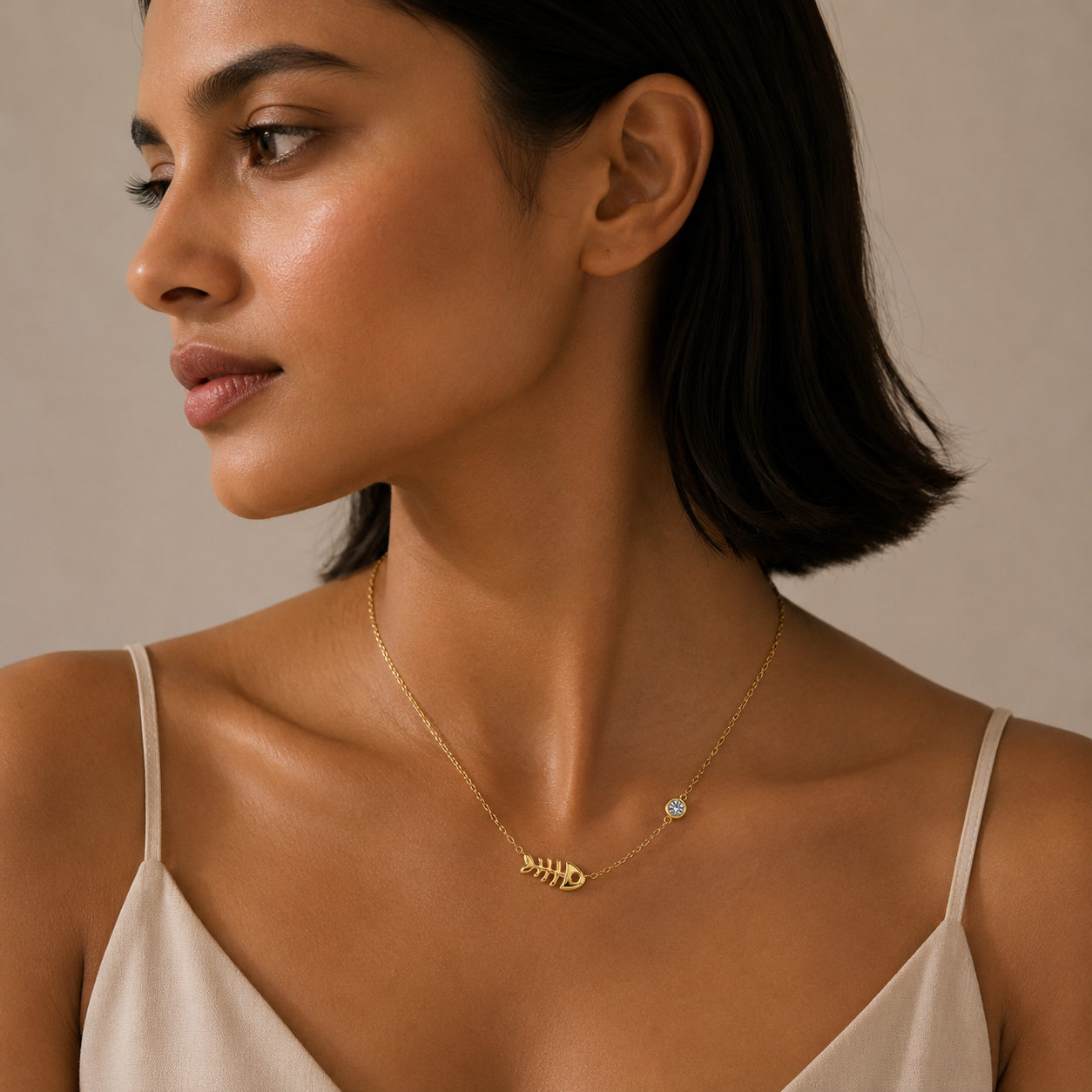 Demi Fine Golden Fishbone Necklace