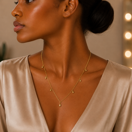 Demi Fine Teardrop Station Necklace