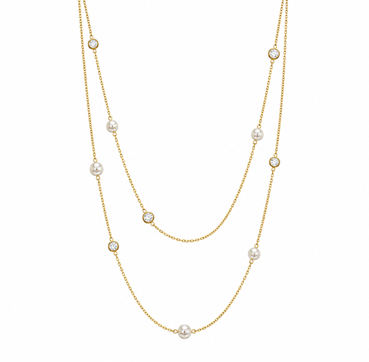 Demi Fine 2-in-1 Pearl Station Necklace & Waist Chain