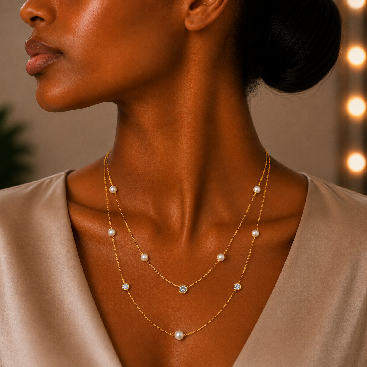 Demi Fine 2-in-1 Pearl Station Necklace & Waist Chain