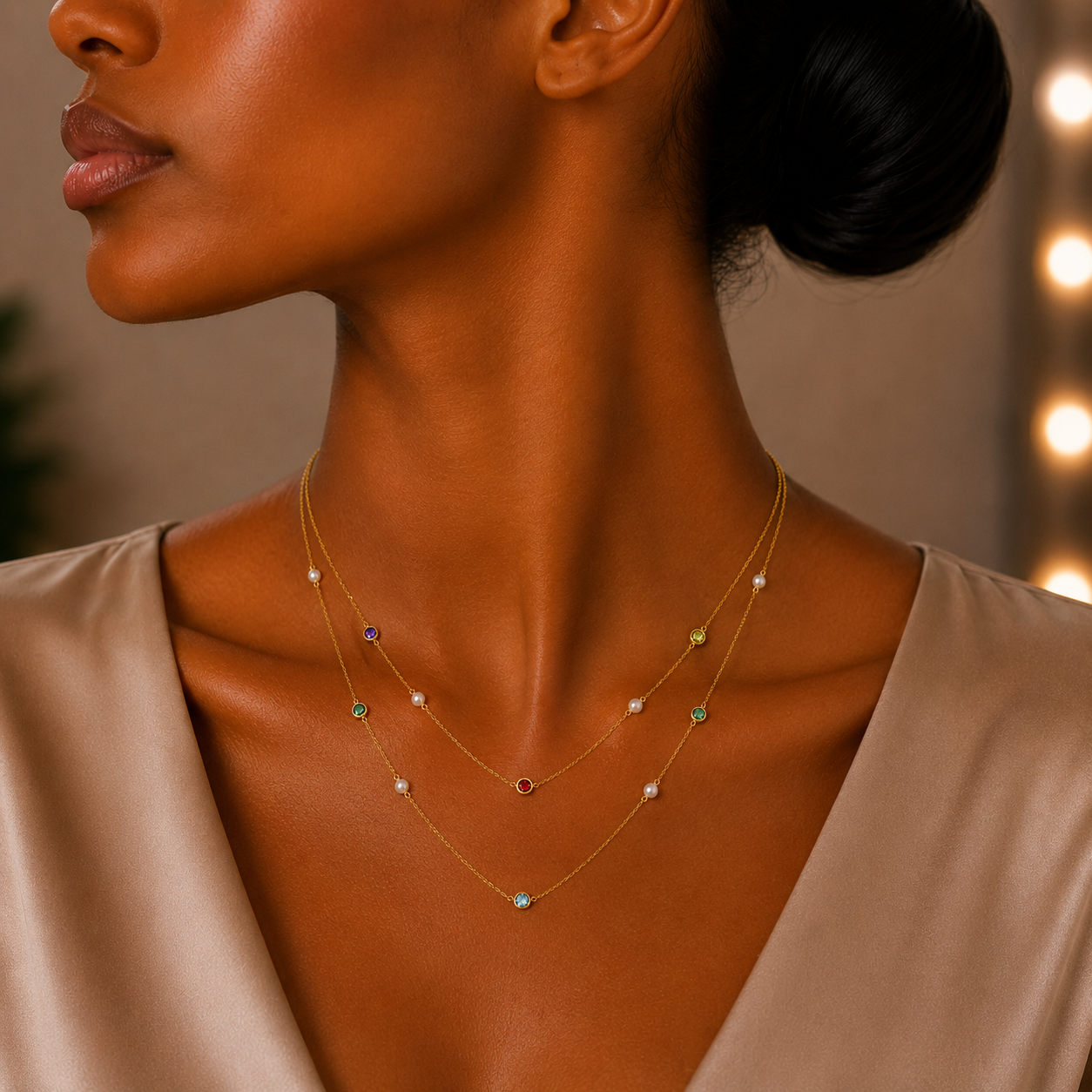 Demi Fine 2-in-1 Rainbow Charm Necklace & Waist Chain