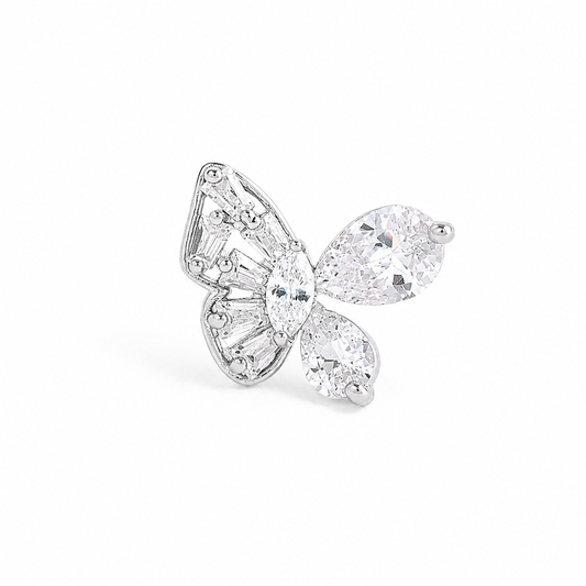 Silver Baguette Wing Sparkle Studs