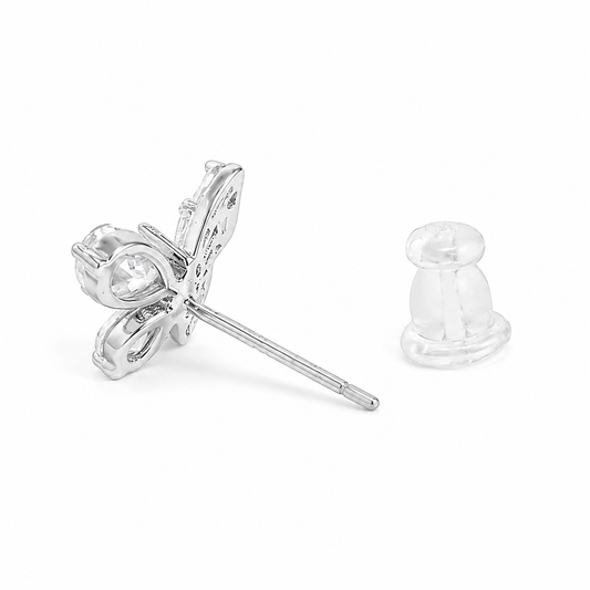Silver Baguette Wing Sparkle Studs