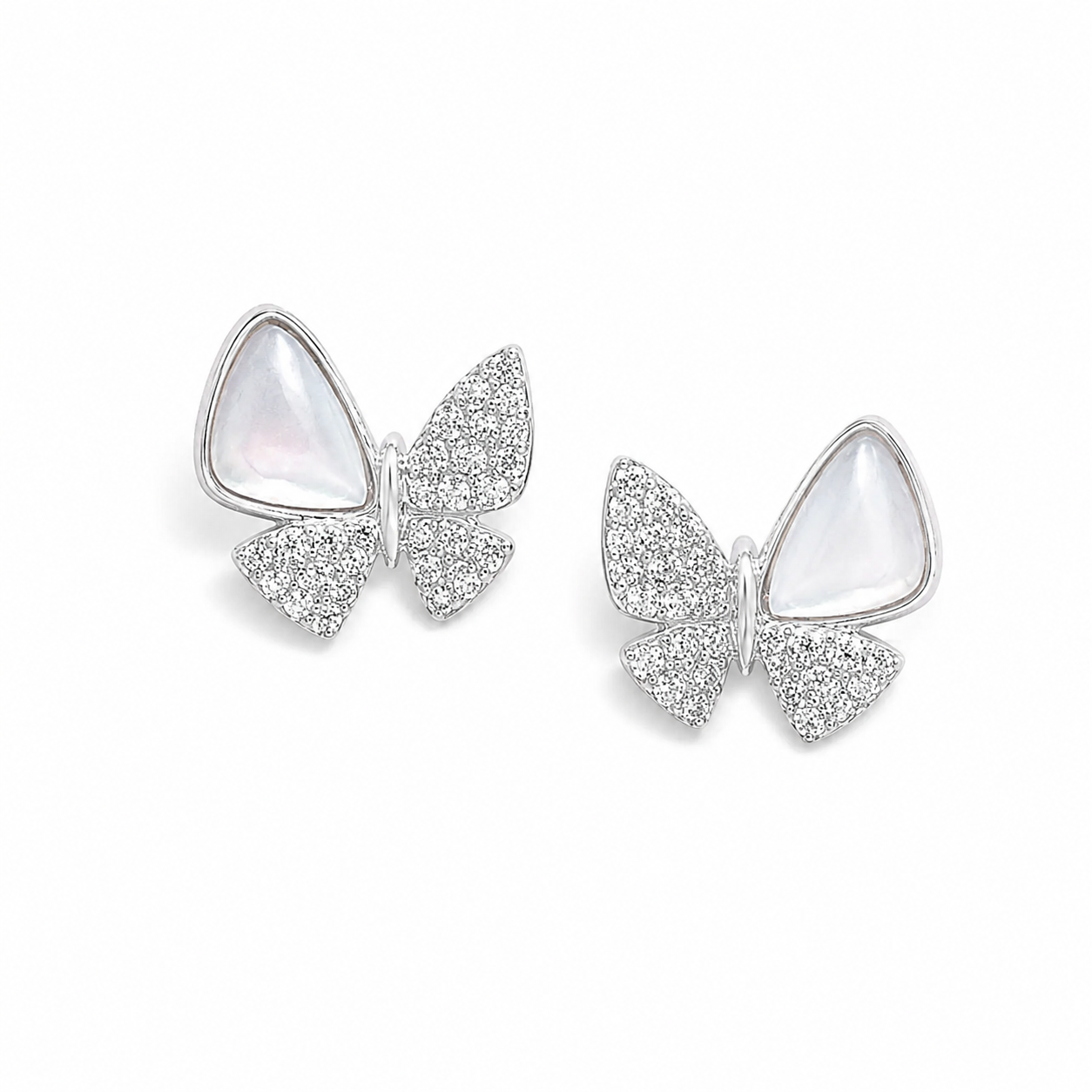 Silver Butterfly Glow Studs