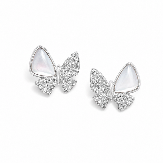 Silver Butterfly Glow Studs
