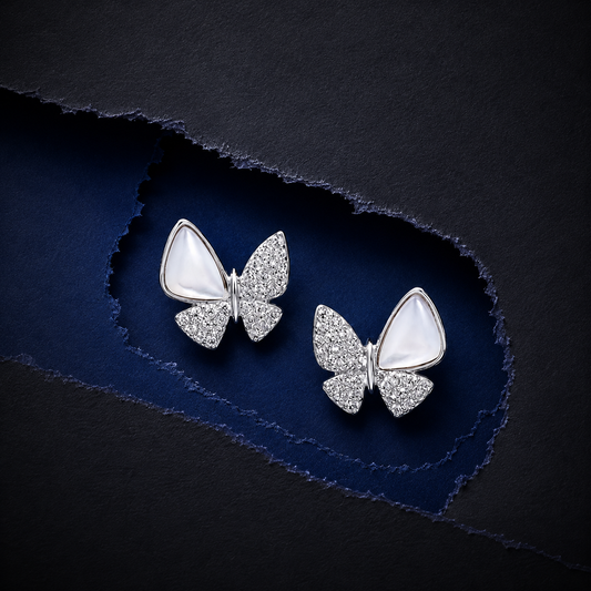 Silver Butterfly Glow Studs