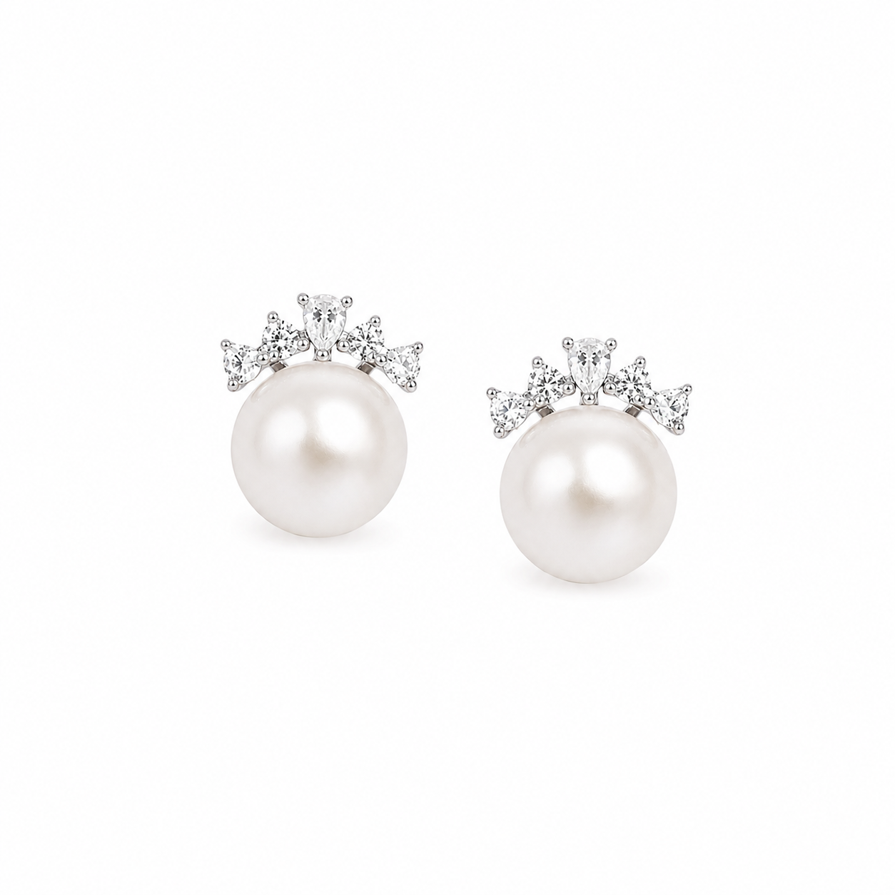 Silver Celestia Crown Pearl Studs