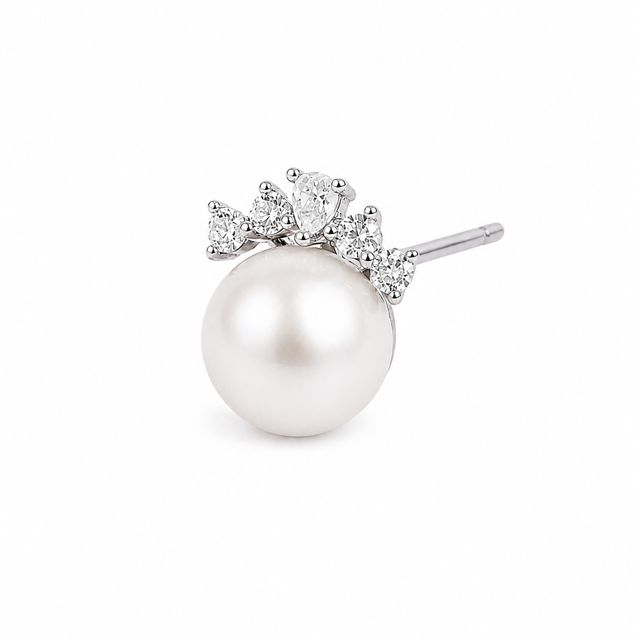 Silver Celestia Crown Pearl Studs