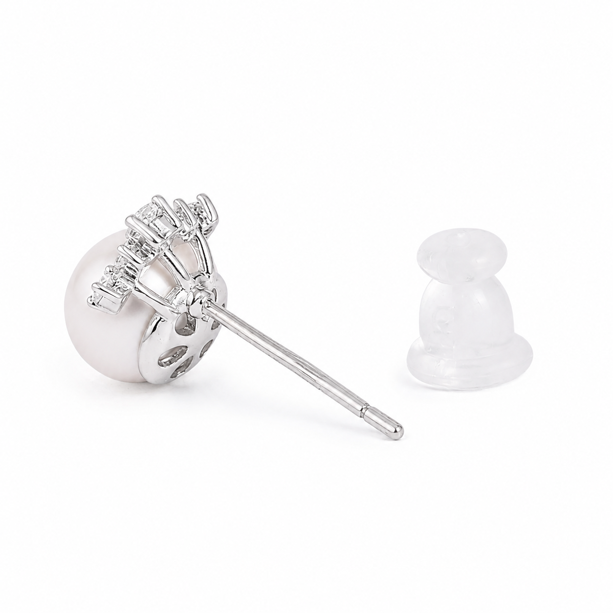 Silver Celestia Crown Pearl Studs