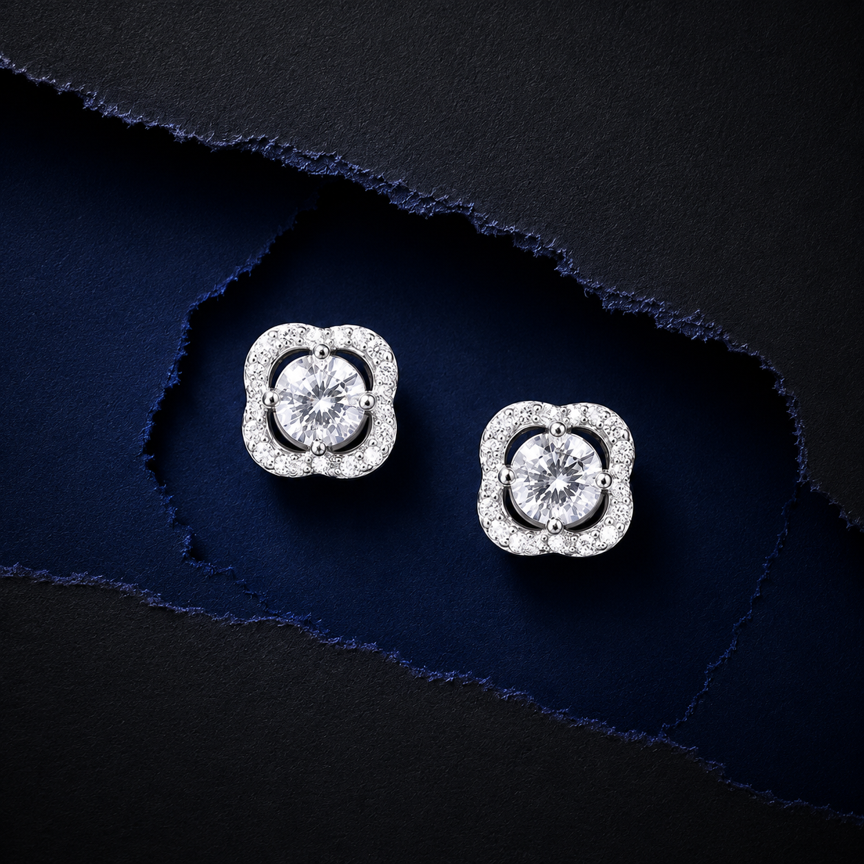 Silver Floral Radiance Stud Earrings
