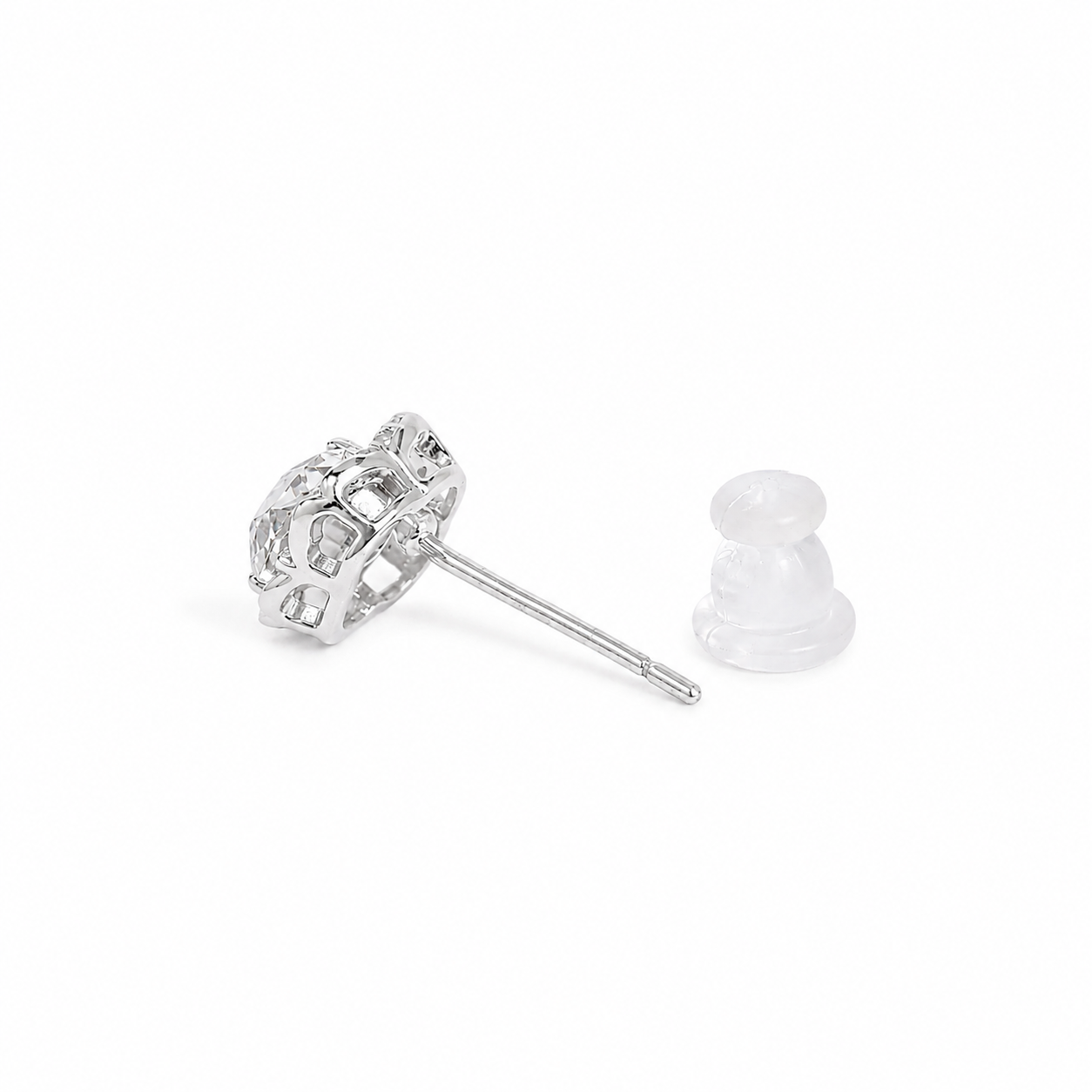 Silver Floral Radiance Stud Earrings