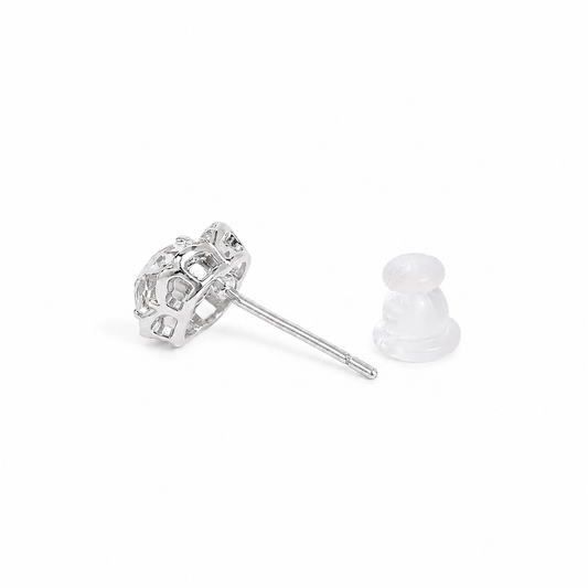 Silver Floral Radiance Stud Earrings