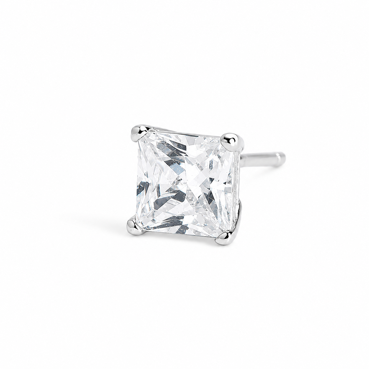 Silver Royal Square Crystal Earrings