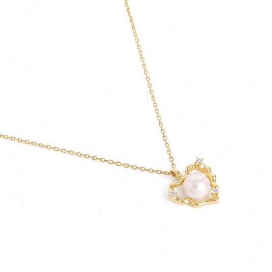 925 Silver Pearl Heart Elegance Set