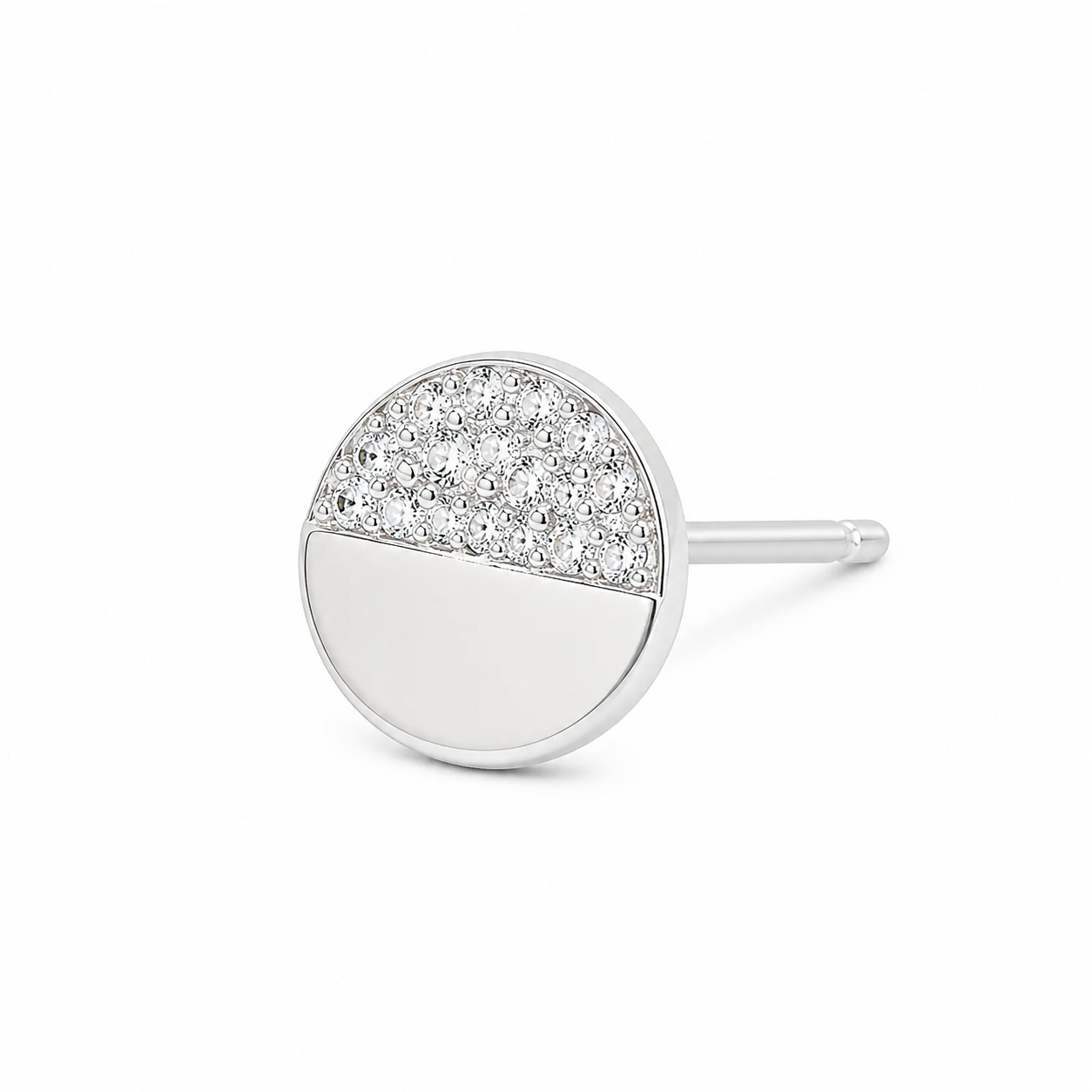 Silver Half Spark Circle Studs