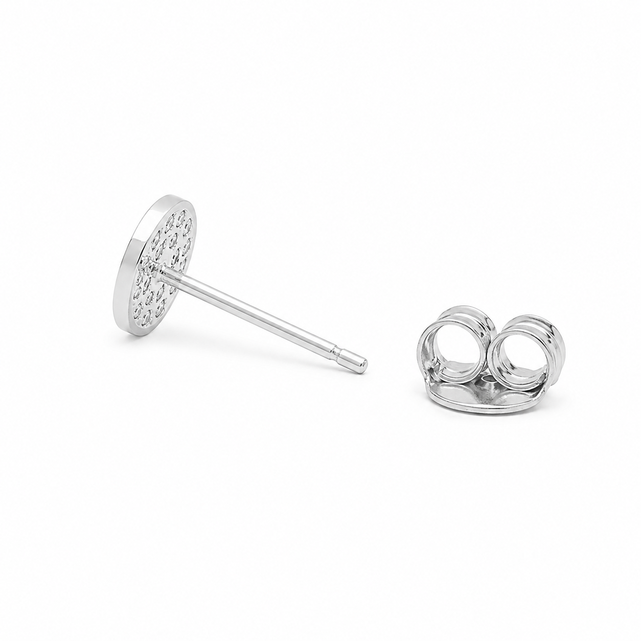 Silver Half Spark Circle Studs