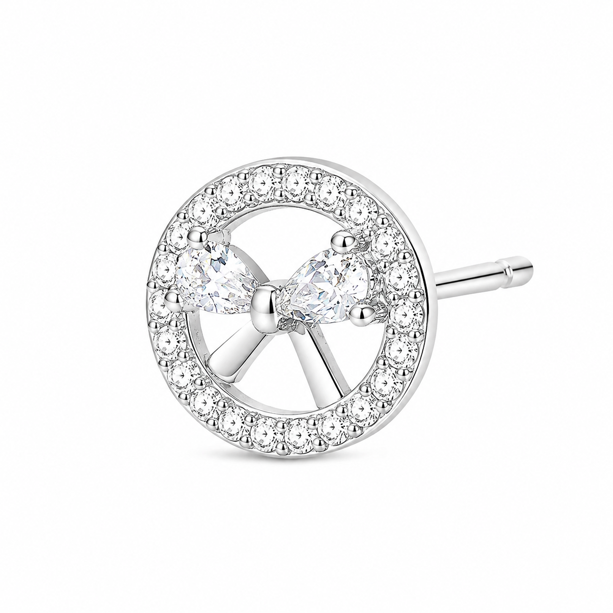 Silver Circle Bow Cute-Core Studs