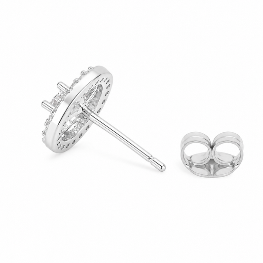 Silver Circle Bow Cute-Core Studs