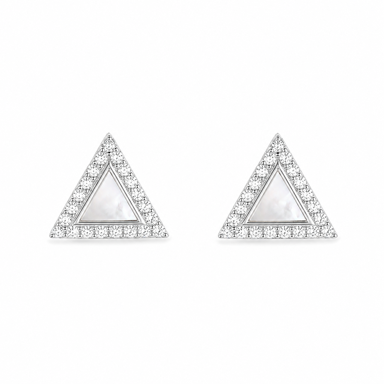 Silver Trinity Glow MOP Studs