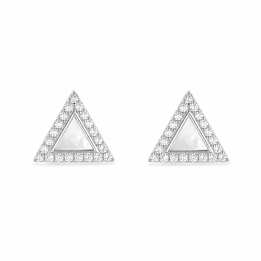 Silver Trinity Glow MOP Studs