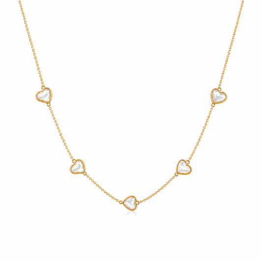 Demi Fine Amour Pearl Heart Station Necklace