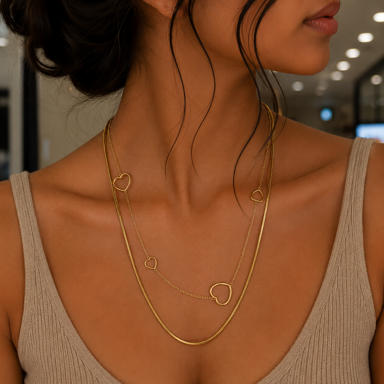 Demi Fine Double Heart Layered Necklace