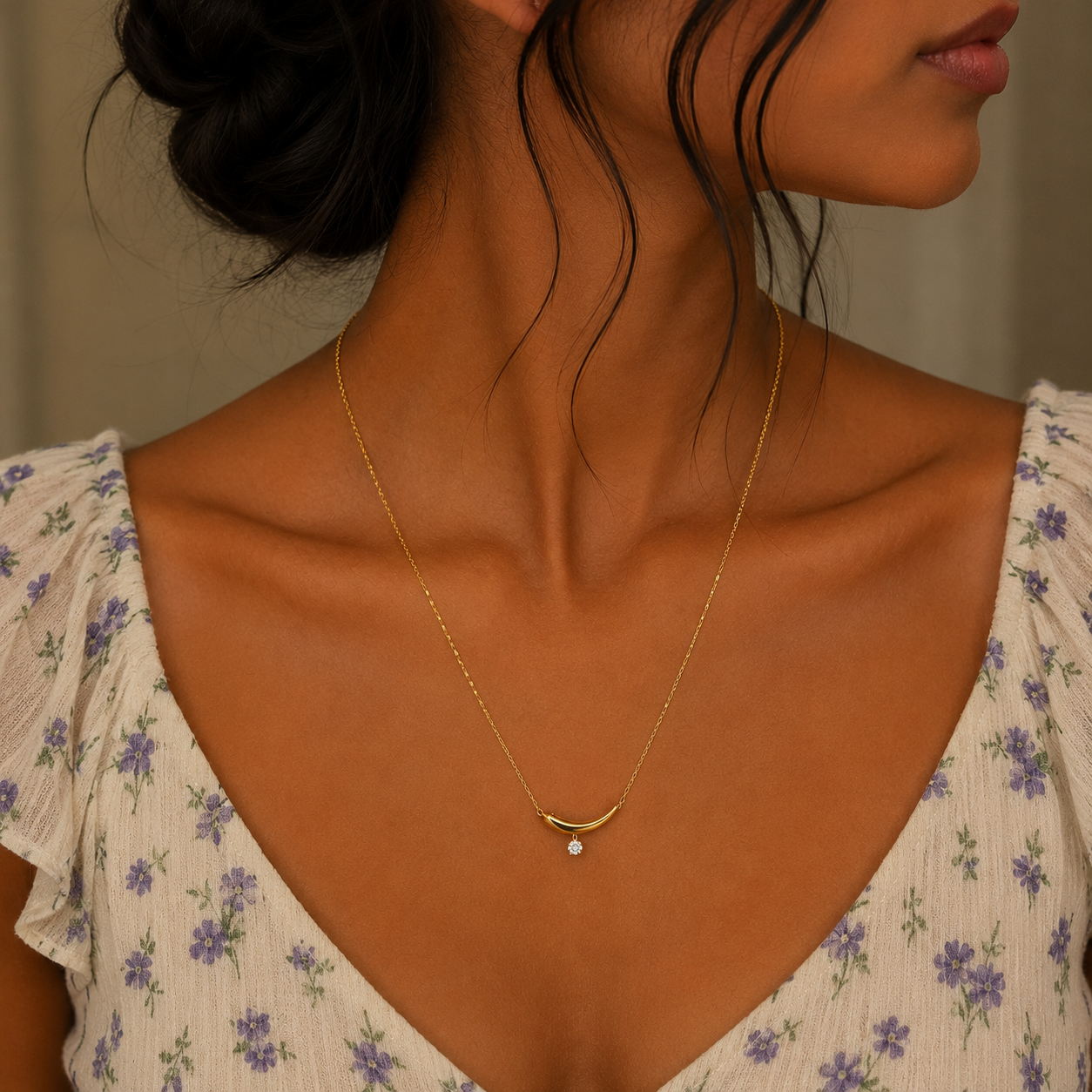 Demi Fine Crystal Curve Necklace