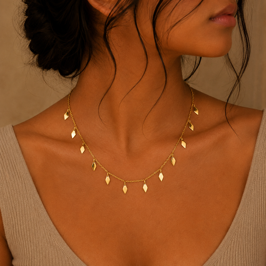 Golden Cascade Charm Necklace
