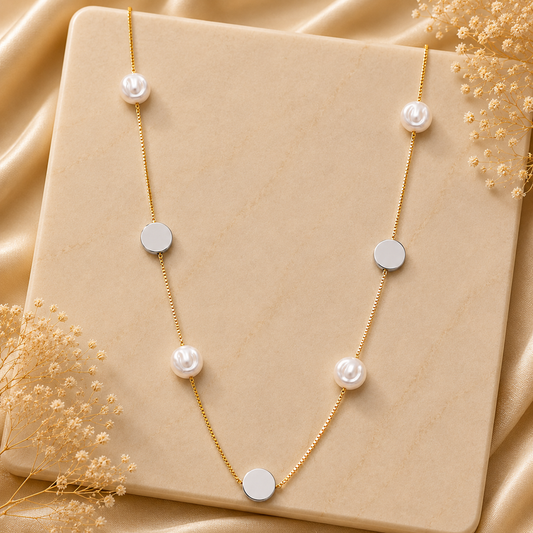 Demi Fine Pearl & Disc Station Necklace