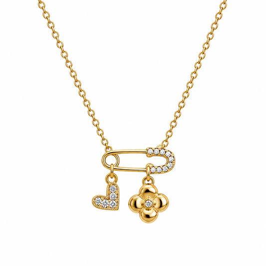 Demi Fine Heart & Floral Charm Necklace