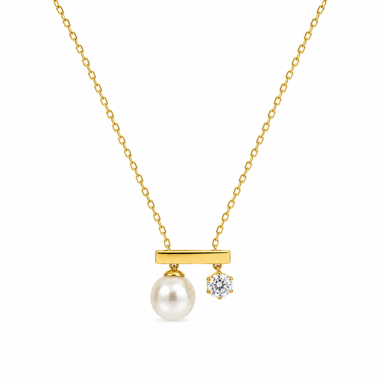 Demi Fine Pearl & Solitaire Drop Necklace