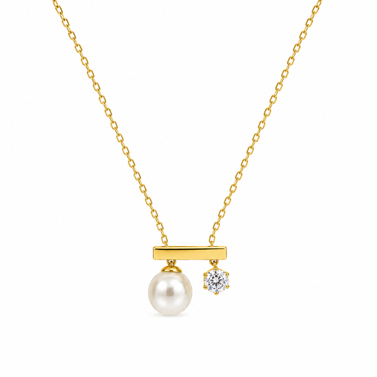 Demi Fine Pearl & Solitaire Drop Necklace